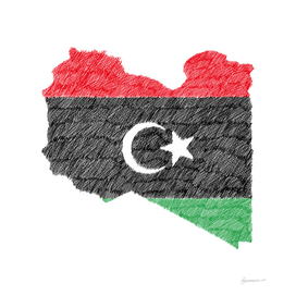 Libya Flag Map Drawing Line Art