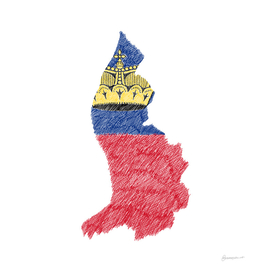 Liechtenstein Flag Map Drawing Line Art