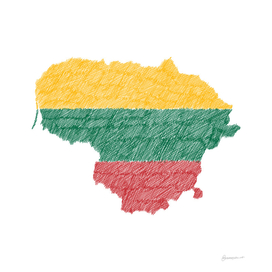Lithuania Flag Map Drawing Line Art
