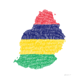 Mauritius Flag Map Drawing Line Art