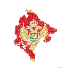 Montenegro Flag Map Drawing Line Art