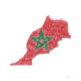 Morocco Flag Map Drawing Line Art