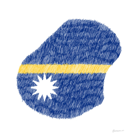 Nauru Flag Map Drawing Line Art