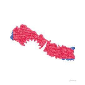 Nepal Flag Map Drawing Line Art