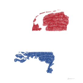 Netherlands Flag Map Drawing Line Art