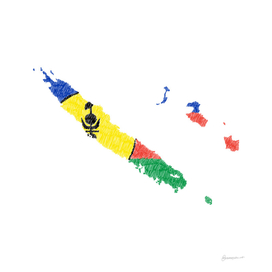 New Caledonia Flag Map Drawing Line Art