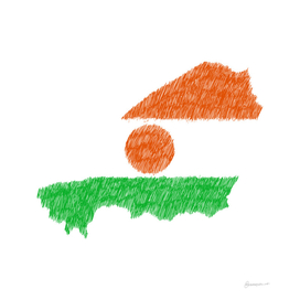 Niger Flag Map Drawing Line Art
