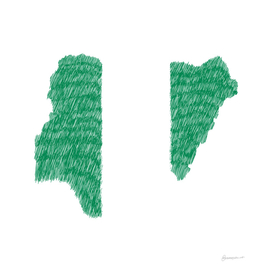 Nigeria Flag Map Drawing Line Art
