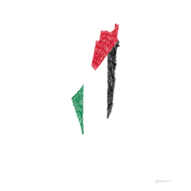 Palestina Flag Map Drawing Line Art
