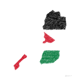 Palestinian Territories Flag Map Drawing Line Art
