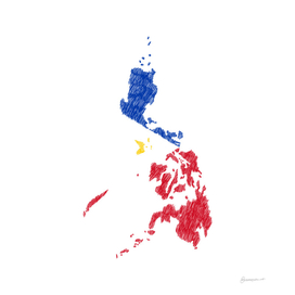 Philipines Flag Map Drawing Line Art