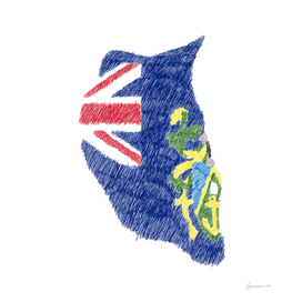 Pitcairn Island Flag Map Drawing Line Art