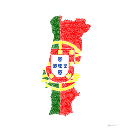 Portugal Flag Map Drawing Line Art