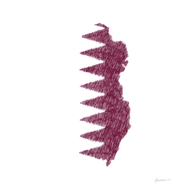 Qatar Flag Map Drawing Line Art