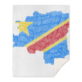 Republic Democratic of the Congo Flag Map Drawing Line Art