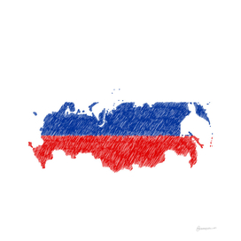 Russia Flag Map Drawing Line Art
