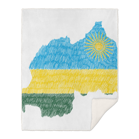 Rwanda Flag Map Drawing Line Art