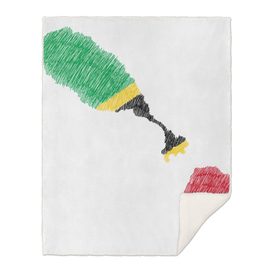 Saint Kitts and Nevis Flag Map Drawing Line Art