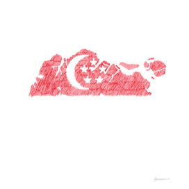 Singapore Flag Map Drawing Line Art