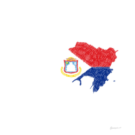 Sint Maarten Flag Map Drawing Line Art