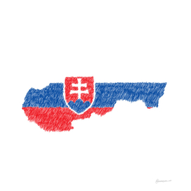 Slovakia Flag Map Drawing Line Art