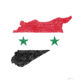 Syria Flag Map Drawing Line Art