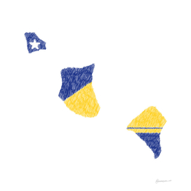 Tokelau Islands Flag Map Drawing Line Art