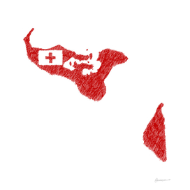 Tonga Flag Map Drawing Line Art