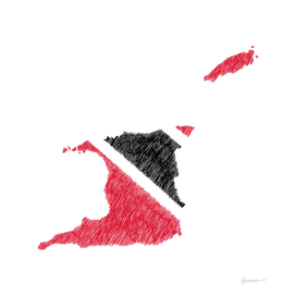 Trinidad and Tobago Flag Map Drawing Line Art