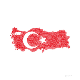 Turkey Flag Map Drawing Line Art