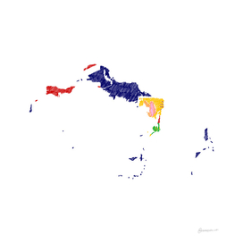 Turks and Caicos Islands Flag Map Drawing Line Art