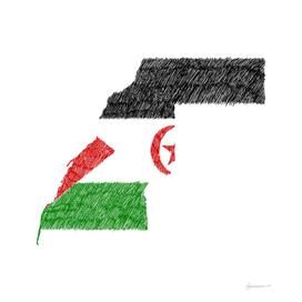 Western Sahara Flag Map Digital Drawing Line Art