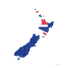 New Zealand Flag Map Drawing Line Art
