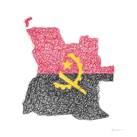 Angola Flag Map Drawing Scribble Art