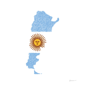 Argentina Flag Map Drawing Scribble Art