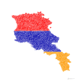 Armenia Flag Map Drawing Scribble Art