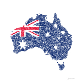 Australia Flag Map Drawing Scribble Art