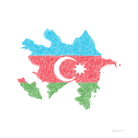Azerbaijan Flag Map Drawing Scribble Art