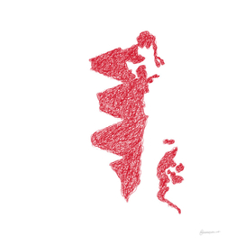 Bahrain Flag Map Drawing Scribble Art