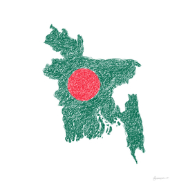 Bangladesh Flag Map Drawing Scribble Art