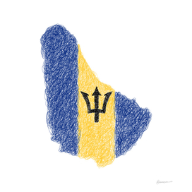 Barbados Flag Map Drawing Scribble Art