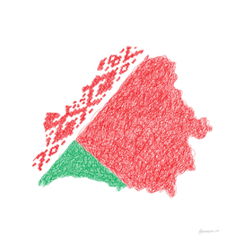 Belarus Flag Map Drawing Scribble Art