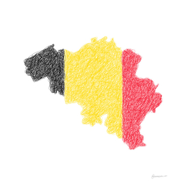 Belgia Flag Map Drawing Scribble Art