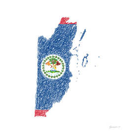Belize 2 Flag Map Drawing Scribble Art