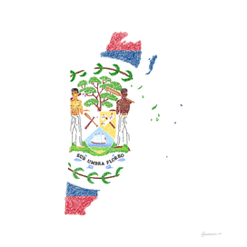 Belize Flag Map Drawing Scribble Art