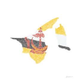 Brunei Darussalam Flag Map Drawing Scribble Art