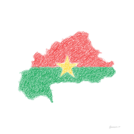Burkina Faso Flag Map Drawing Scribble Art