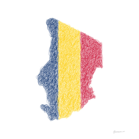 Chad Flag Map Drawing Scribble Art