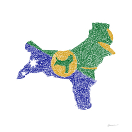 Christmas Island Flag Map Drawing Scribble Art