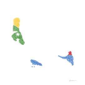 Comoros Flag Map Drawing Scribble Art